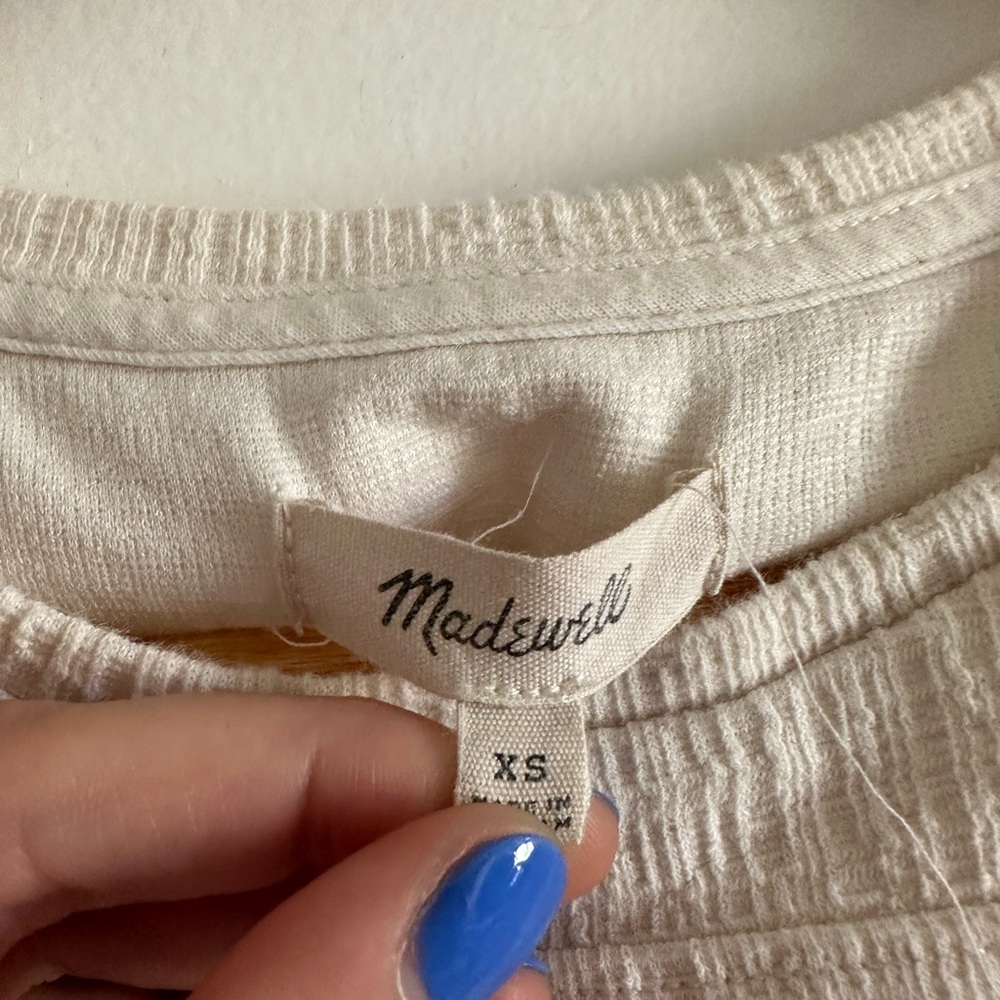 Madewell Ivory White Skylark Cold Shoulder Tie Top Size XS EUC - Picture 9 of 10